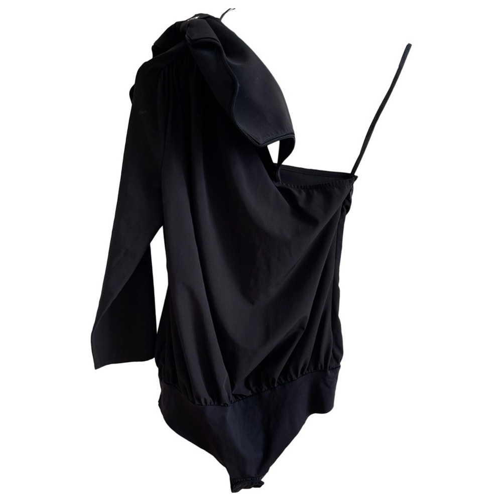Chic! New! Elisabetta Franchi one shoulder bow Bodysuit - 40